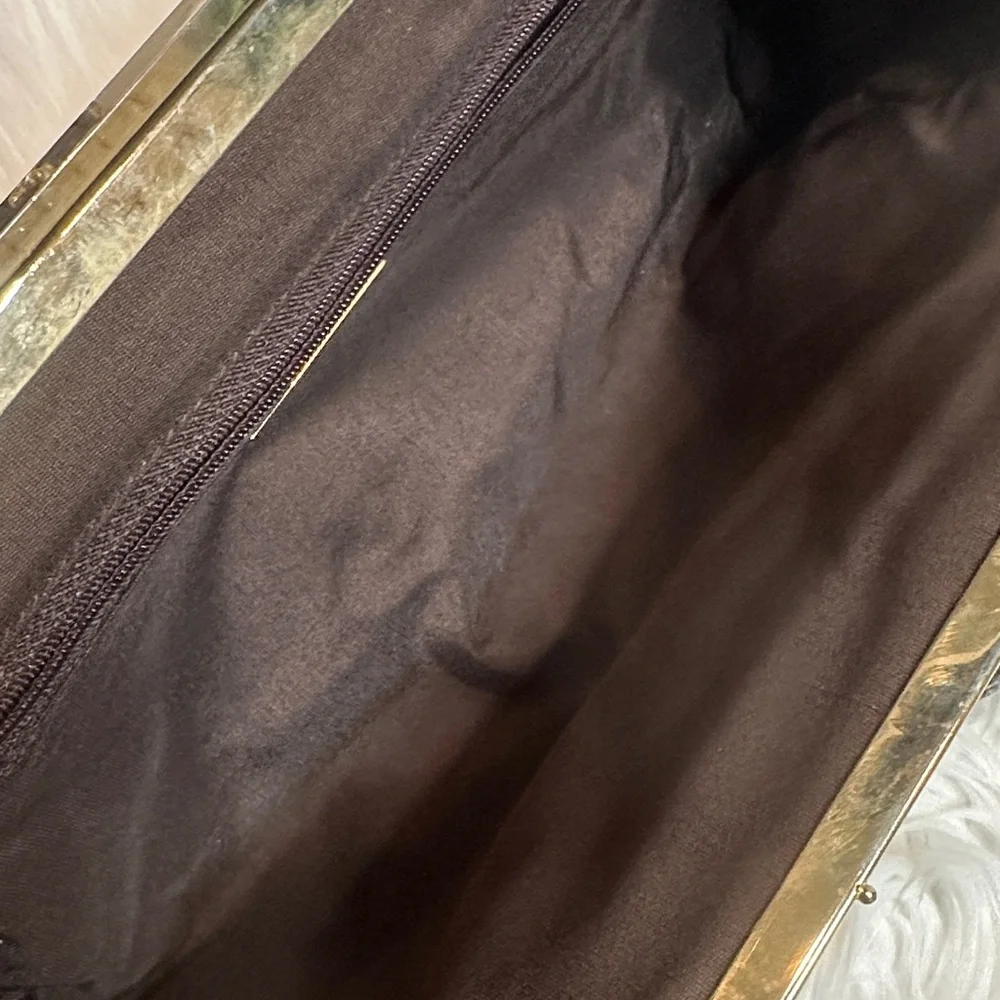 Preloved Elegant Vintage Italian Leather Brown Snakeskin Clutch Bag - Picture 6 of 16